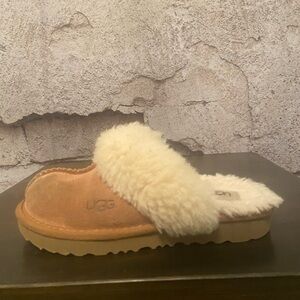 UGG Girls Cognac Suede Sheepskin Slippers